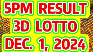 5PM RESULTA ng 3D LOTTO RESULT TODAY DECEMBER 1 2024 SWERTRES  3D RESULT 5PM [upl. by Elbys]