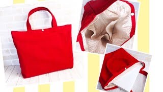 使いやすい★ポケットたくさんA4トートバッグの作り方★けーことん★ How to make a tote bag [upl. by Rennat310]