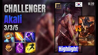 CHALLENGER Top Akali vs Rumble lol KR solo rank Highlight 1422 [upl. by Arnst]