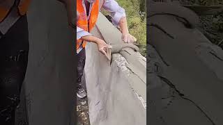 Cement mortar smoothing process for anticollision wall [upl. by Bail]