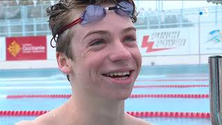 Toulouse  le jeune nageur du TOEC Léon Marchand champion de France toutes catégories [upl. by Bowers]