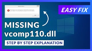 vcomp110dll Missing Error  How to Fix  2 Fixes  2021 [upl. by Horne]