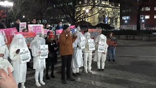 Rally held in NYC after mass shooting in California [upl. by Trevlac]