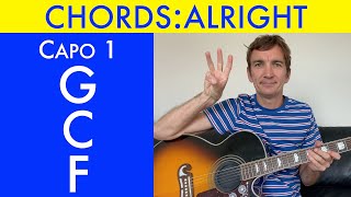 How to play Alright chords By Cast on acoustic guitar Song with 3 chords [upl. by Annodal]