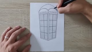 Comment dessiner en 3D cabine anglaise tutoriel facile [upl. by Notlad]