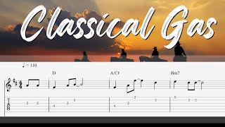 Classical Gas  Mason Williams  Fingerstyle Guitar Tutorial Tab [upl. by Lemmor]