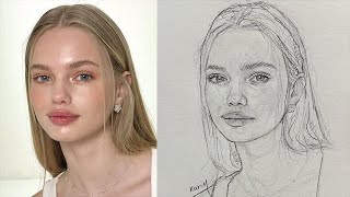 Learn to draw a beautiful girls face step by step using the Loomis method [upl. by Hurlow]