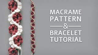 Wavy Macramé Flower Pattern amp Bracelet Tutorial  Two Color Macrame [upl. by Ybhsa625]