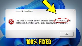 Fix MFPlatDLL not found in Windows 11  10  How To Solve Mfplat dll Missing Error ✅ [upl. by Jeffers]