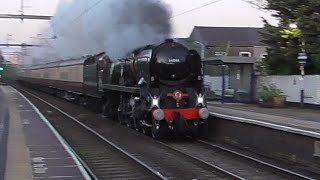 SR Light Pacific 34046 Braunton at Patricroft Railway Station with The White Rose [upl. by Llewkcor]