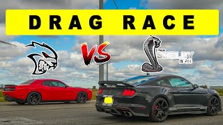 2022 Ford Shelby GT500 vs Dodge Challenger Hellcat there is only one winner Drag and Roll Race [upl. by Tilla131]