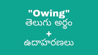 Owing meaning in telugu with examples  Owing తెలుగు లో అర్థం meaningintelugu [upl. by Laerol830]