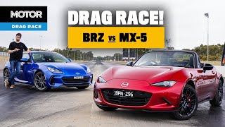 Subaru BRZ vs Mazda MX5 DRAG RACE  MOTOR [upl. by Coulter]