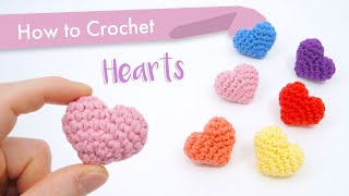 How to Crochet Classic Hearts  Beginner Pattern and Tutorial [upl. by Wallie545]