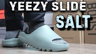 Most Comfortable Slides  Yeezy Slide quotSaltquot Review amp On Feet [upl. by Assehc]