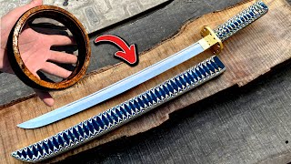 Turning A Rusty bearing into katana wakizashi Sword [upl. by Jany]