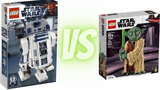 LEGO Star Wars UCS R2D2 vs Buildable Yoda Comparison 1022575308 vs 75255 [upl. by Neened]