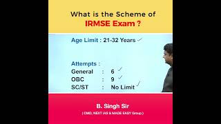 What is the Scheme of IRMSE Exam  Must Watch  By BSingh Sir CMD MADE EASY [upl. by Anerahs]