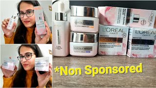 Loreal Paris Glycolic Acid SERUM DAY CREAM amp NIGHT CREAM 😍 NON SPONSORED 👍 Avijeet Kaur [upl. by Larrad494]