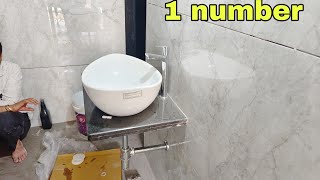 how to install table top wash basin at home [upl. by Irreg]