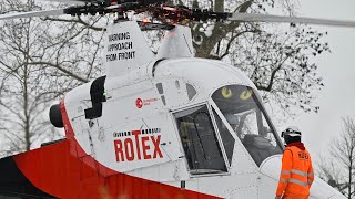 Dual intermeshing rotor helicopter Kaman KMAX engaged in logging transport work [upl. by Anhpad]