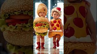 Cutest Baby Fashion Show Featuring FoodThemed Outfits kidsfashion runwayshow AI youtubeshorts [upl. by Ahtaela]