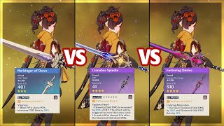 Best 4 Star Weapon For Chiori R5 Harbinger of Dawn Vs Cinnabar Spindle Vs Festering Desire [upl. by Enak]