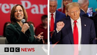 Donald Trump and Kamala Harris target battleground states as US election polls close in  BBC News [upl. by Ahsiekar268]