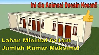 DESAIN KOS 5 KAMAR DI LAHAN TERBATAS 6x14 METER ANIMASI [upl. by Enitsua]