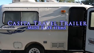 Casita Travel Trailer Must Have Items [upl. by Retsev]