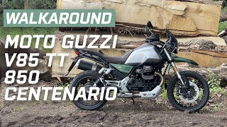 Moto Guzzi V85 TT Centenario 850 2021 Walkaround  Engine Sound  Visordowncom [upl. by Donovan829]