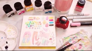 Ecoline liquid watercolour review plus demo  Frannerd [upl. by Zingg]