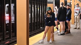 The No Pants Subway Ride 2020 in Manhattan NYC [upl. by Hoopes883]