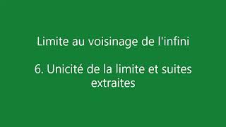 Limite à linfini  6 Unicité de la limite et suites extraites [upl. by Epifano]