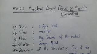 Anecdotal Record Based on Specific Observation [upl. by Pillihp]