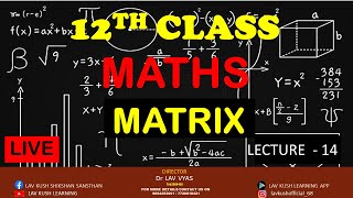 MATRIX  12TH CLASS  MATHS  LECTURE  14 [upl. by Licha]