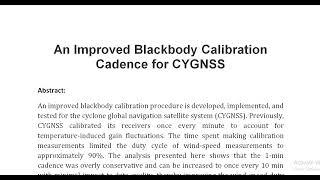 An Improved Blackbody Calibration Cadence for CYGNSS [upl. by Eellah]