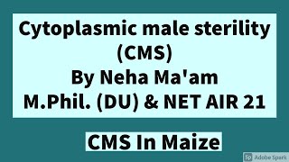 Cytoplasmic male sterility CMS In maize  CSIR NET Life Sciences [upl. by Emiolhs11]