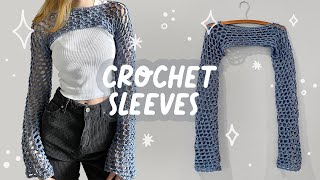 easy fishnet sleevesshrug  crochet tutorial [upl. by Branch]