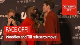 Woodley and Till face off ahead of UFC 228 main event [upl. by Quartus]