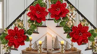 Estas GUIRNALDAS PARA NAVIDAD son las mas hermosas Flores Nochebuena para DECORAR Tu Casa [upl. by Henricks]