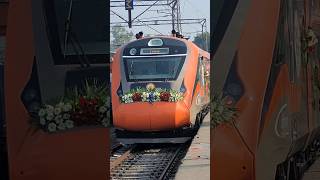 02490 Meerut city to Lucknow brand new Vande Bharat at Meerut junction 😍🔥 vandebharat brandnew [upl. by Oznol]