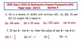 Q6 amp Q7  AD is a median of ∆ABC with vertices A5 6 B6 4 and C0 0 Length AD is equal to [upl. by Ynez]