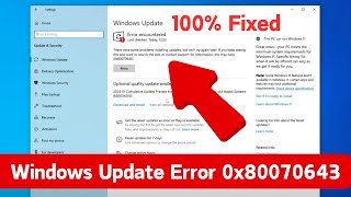 100 Fixed Windows Update Error 0x80070643 KB5034441  Error Encountered Windows 10 Update [upl. by Ly]