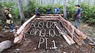 Bushcraft Longhouse  Pt1 Log Foundation [upl. by Eleanor]