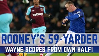 ROONEY SCORES FROM HIS OWN HALF 59YARD STRIKE V WEST HAM [upl. by Atteniuq]