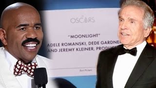 Steve Harvey Reacts to Oscars Best Picture Flub I Can Help Warren Beatty Through This [upl. by Eilak857]