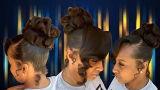 Pincurl Ponytail with Side Curled Bang [upl. by Necyla]