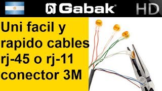 Empalme union de cable de red o telefonía usando conectores 3M uy2 [upl. by Ecitnirp]