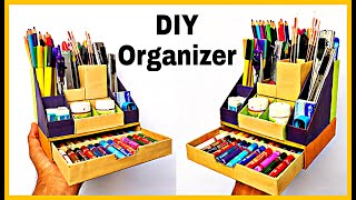 DIY Desktop Organizer from Cardboard  Pen Holder Organizer  Cardboard Craft [upl. by Getraer]